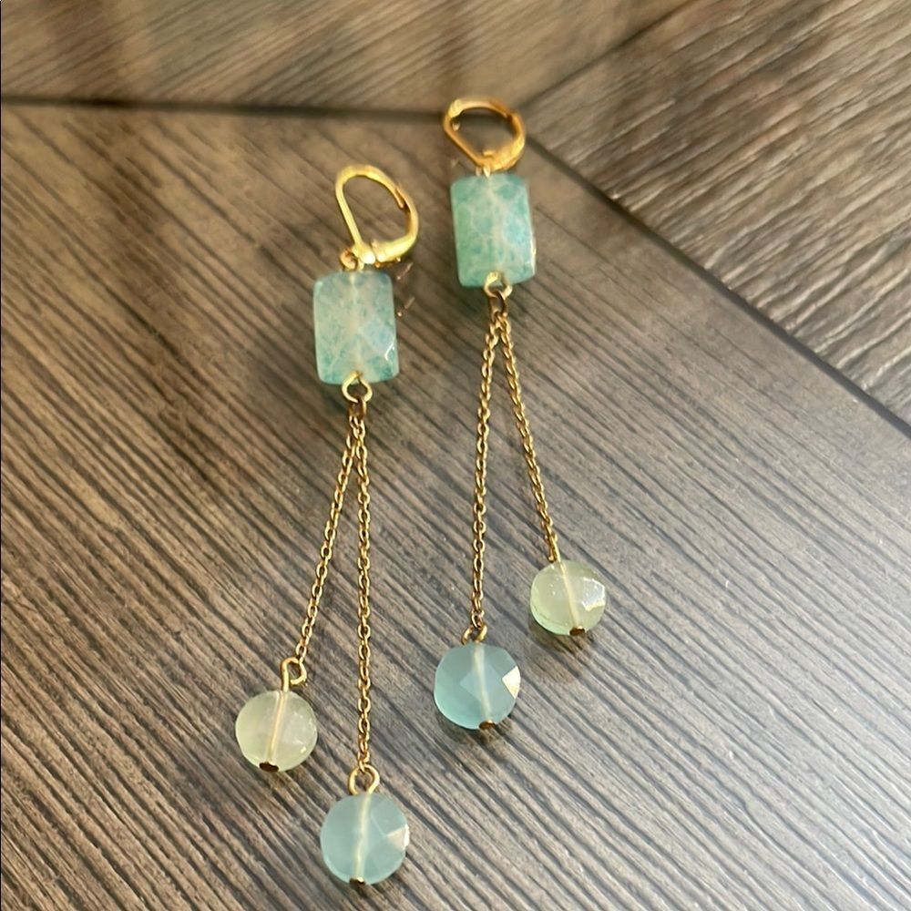 Trendy Pastel Blue Lever Back Dangle Earrings